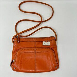 Tignanello Leather Crossbody Orange Soft Leather Handbag Lots Of Organizers
